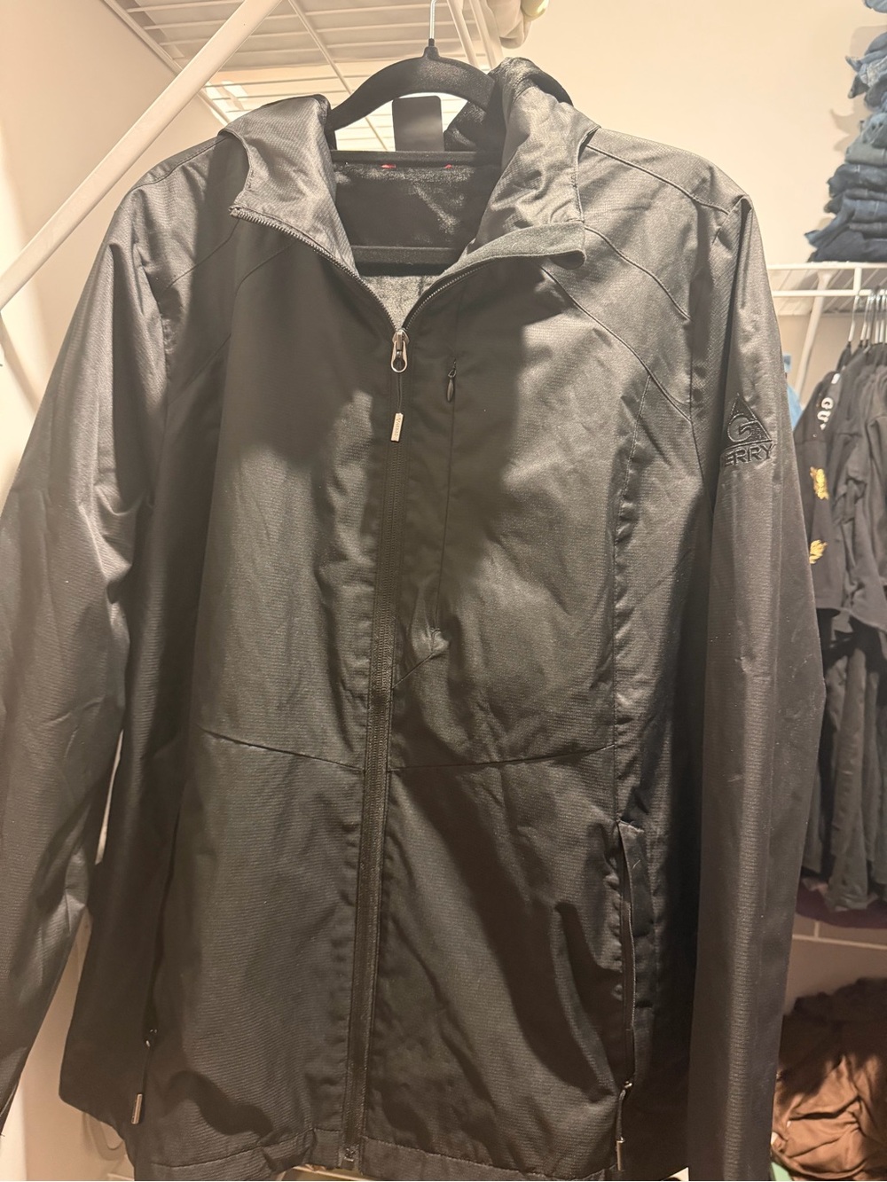 Men's Black lined Hooded Raincoat